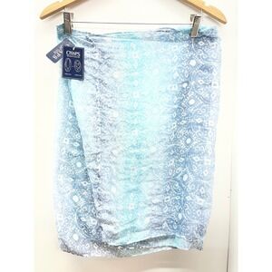 Chaps Blue‎ White Medallion Print Infinity Loop Scarf Ombre Boho Lightweight NWT